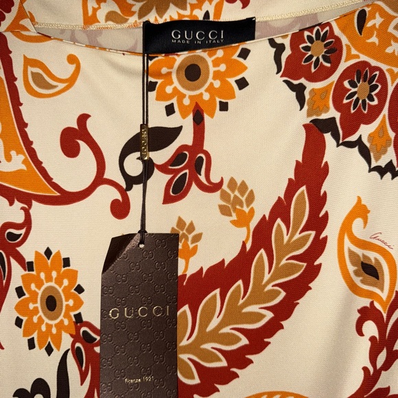 Gucci Long Sleeve Dress in Orange and Cream - Picture 9 of 12